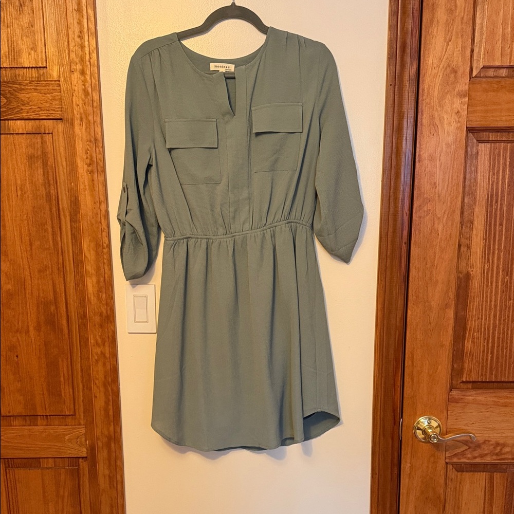 Monteau Sage Green Long Sleeve Dress